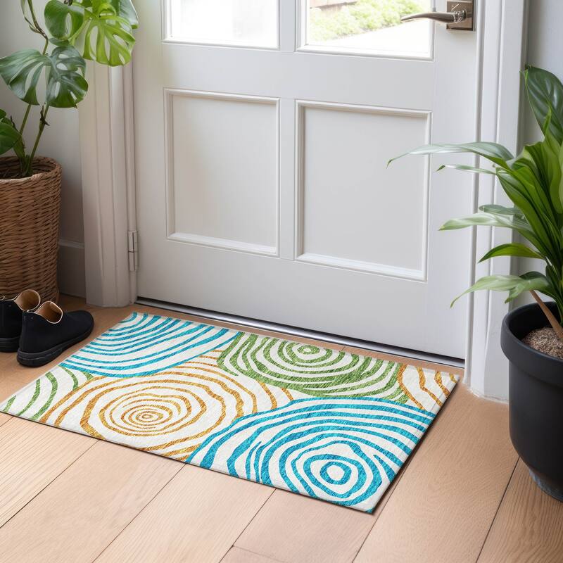 Premium Washable Super Soft Modern Mesmerize Mayfield Rug - White - 1' 8" x 2' 6" - Rectangle