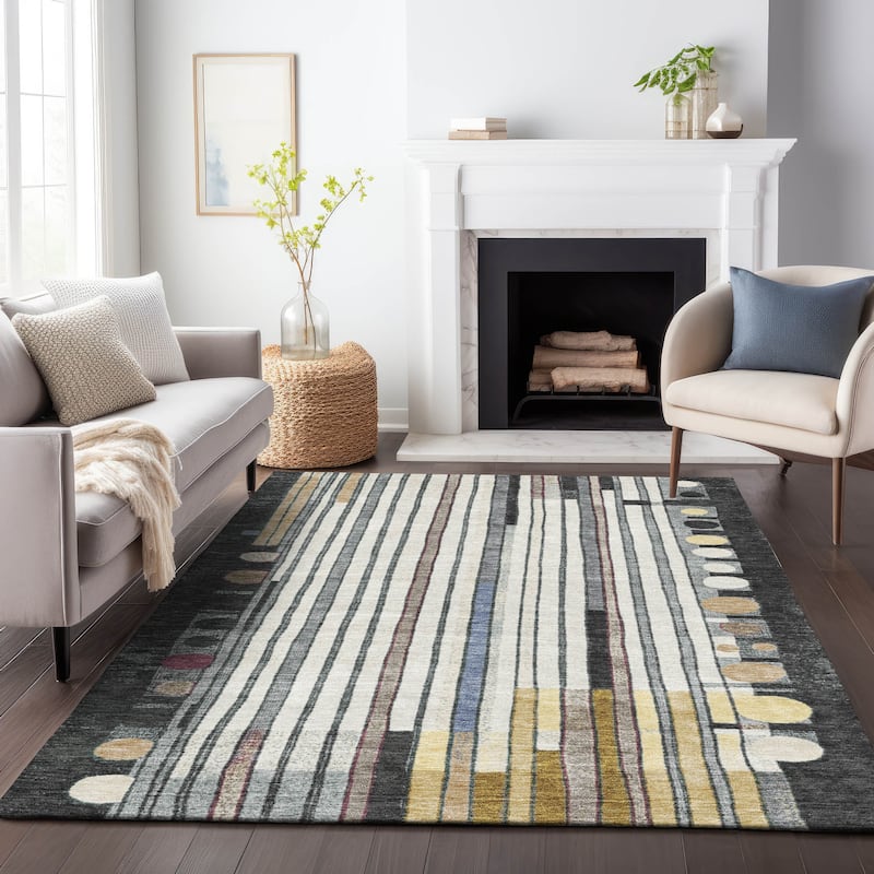 Machine Washable Indoor/Outdoor Casual Contemporary Chantille Rug