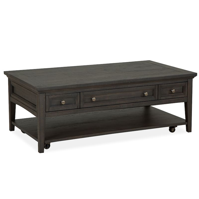 Magnussen Home Westley Falls Graphite Rectangular Cocktail Table with Casters - 50''W x 28''D x 18''H - 50''W x 28''D x 18''H - Graphite - Wood