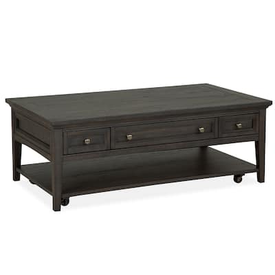 Magnussen Home Westley Falls Graphite Rectangular Cocktail Table with Casters - 50''W x 28''D x 18''H