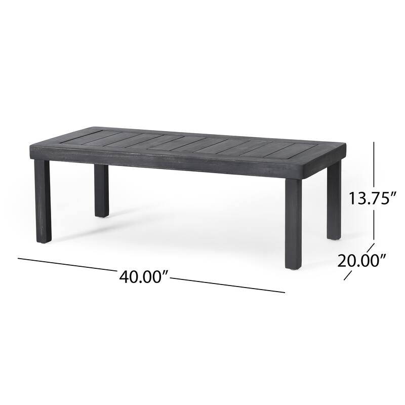 4 Pieces Patio Conversation Set Outdoor Acacia Wood Loveseat Sofa and Coffee Table Set with Cushions