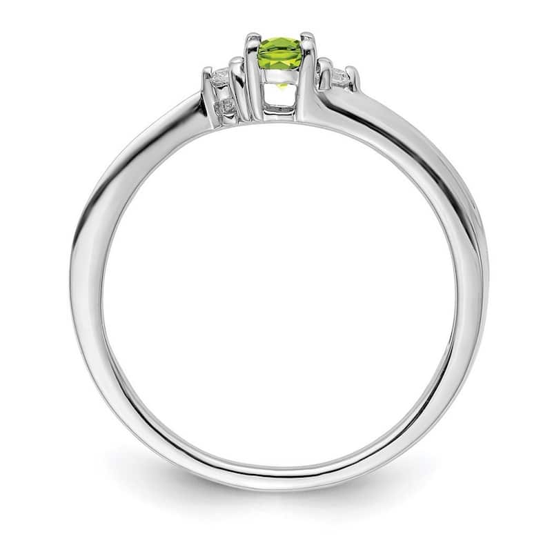 Curata 925 Sterling Silver Rhodium Plated Peridot Ring