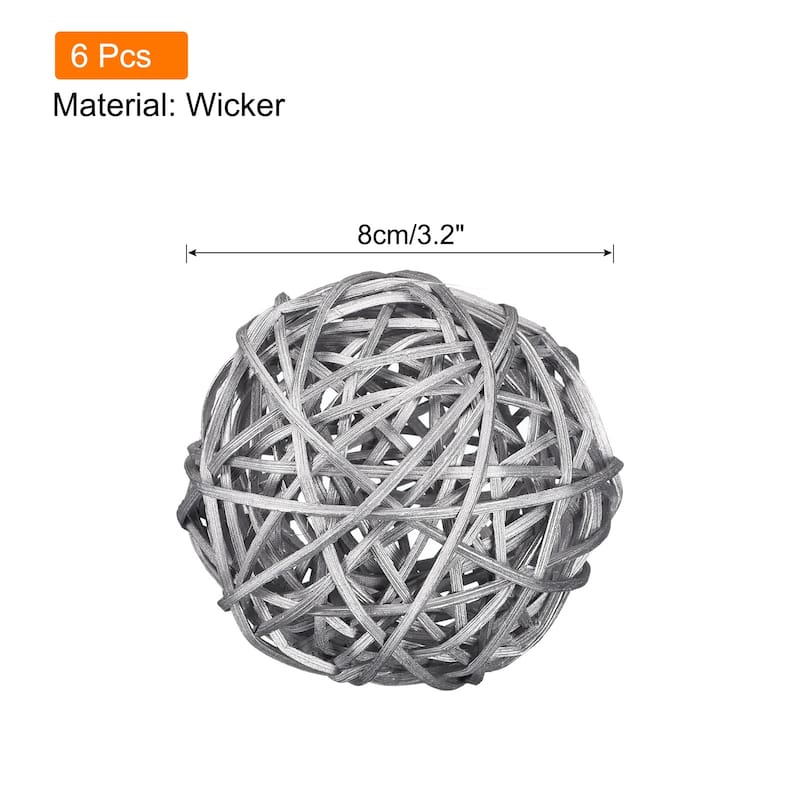 6 Pcs Wicker Rattan Balls 3.2 Inch Rattan Balls Vase Fillers