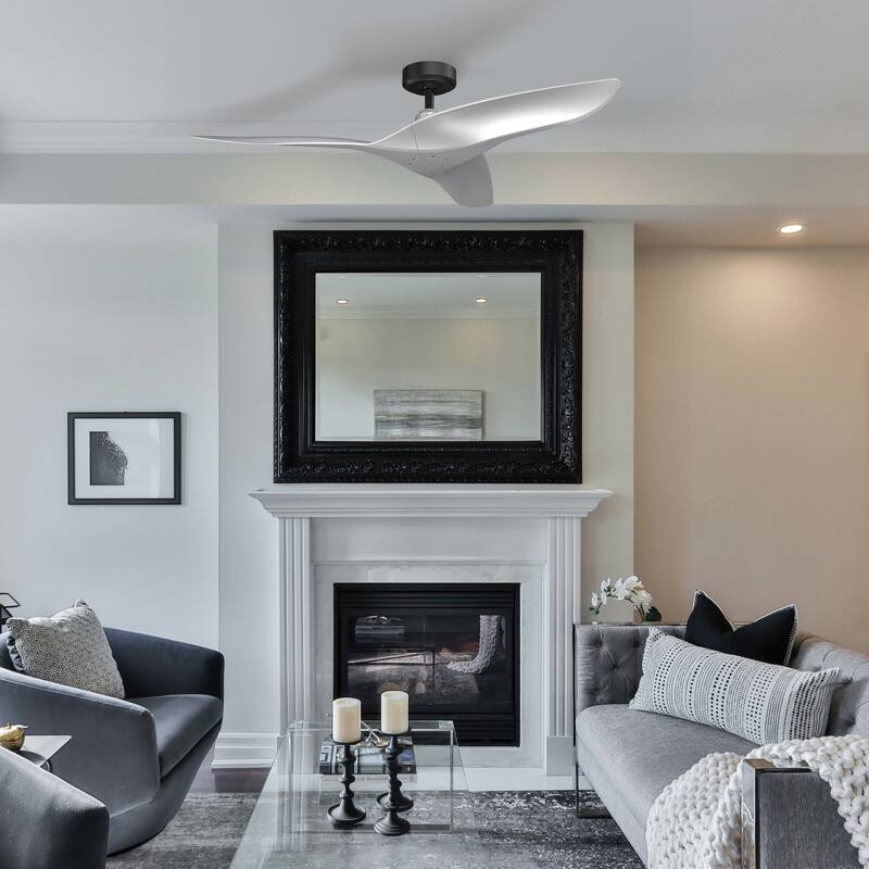 52" Modern Silver ABS 3-Blade Outdoor Ceiling Fan without Light