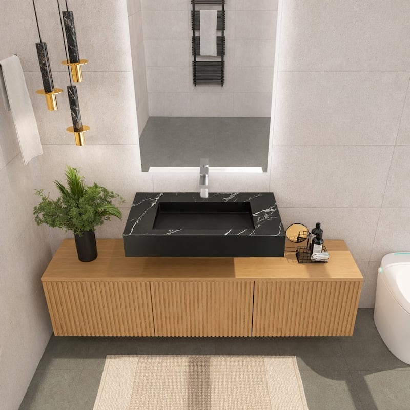 Pyramid Solid Surface Wall-Mounted Bathroom Sink