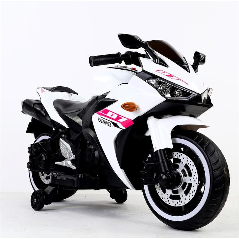 12V Kids Ride On Motorcycle,550W Electric Ride On Motorcycle with Training Wheels, Light Wheels, Manual Throttle,LED Lights