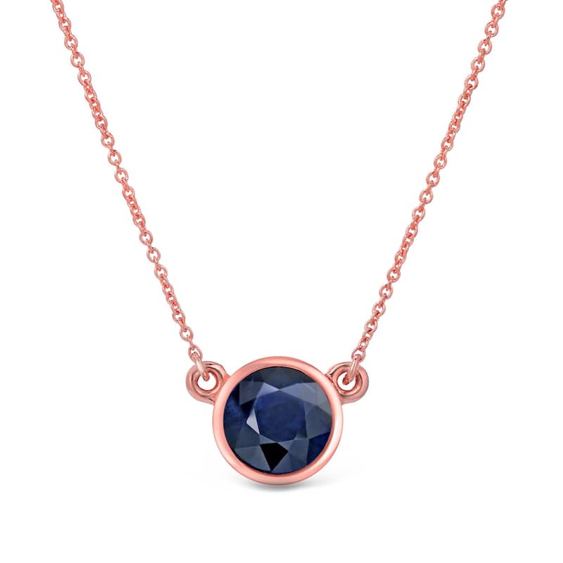 Auriya 14k Gold Bezel-set Sapphire Solitaire Necklace 1/3ctw - Rose