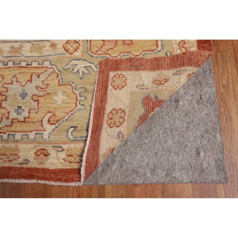Vegetable Dye Oushak Turkish Large Rug Orange Hand-Knotted Wool Carpet - 10'8"x 13'6"