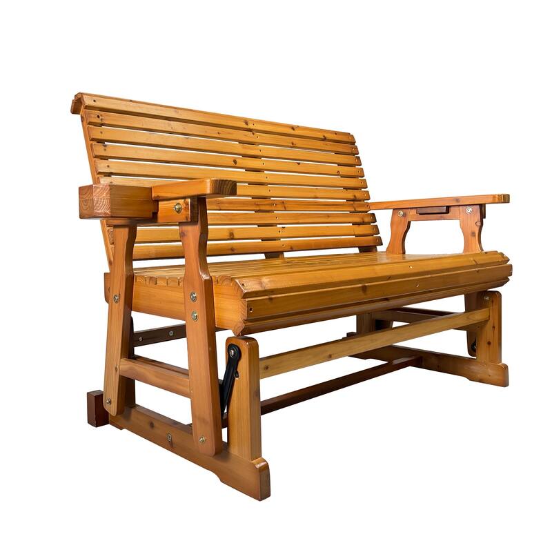 Patio Glider with Cup Holders, High Roll Back and Deep Contoured Seat, Heavy Duty 800 LB