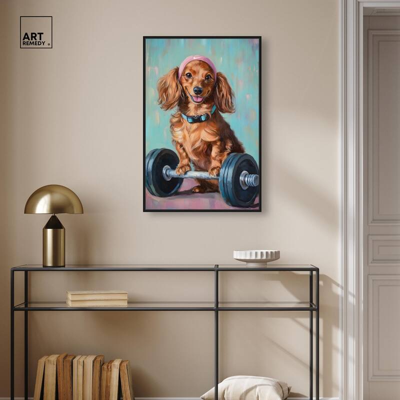 Cute Doxxie Work Out Canvas by Art Remedy