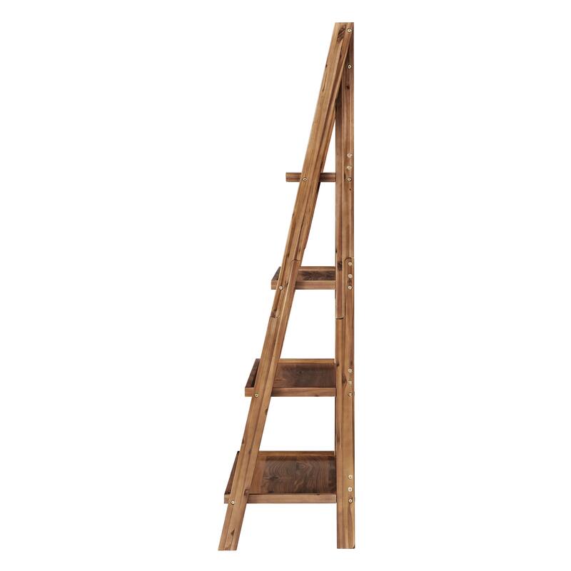Lavish Home 4-Tier Wood Ladder Bookshelf, Walnut