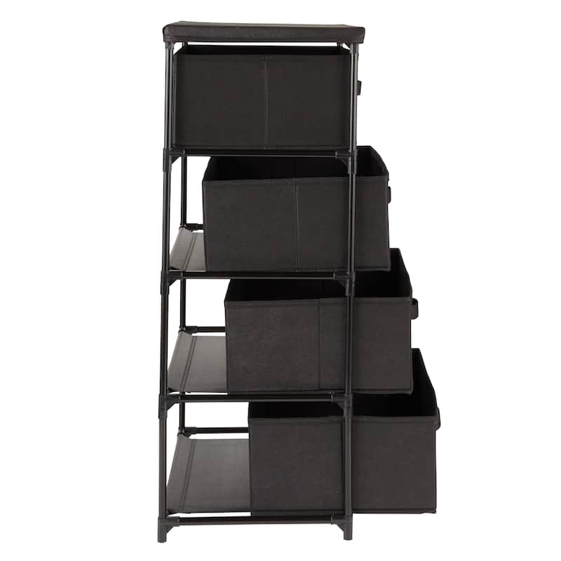 Black 4 Drawer Dresser, Fabric Clothes Storage Stand for Bedroom, Nursery, Closet Organizer