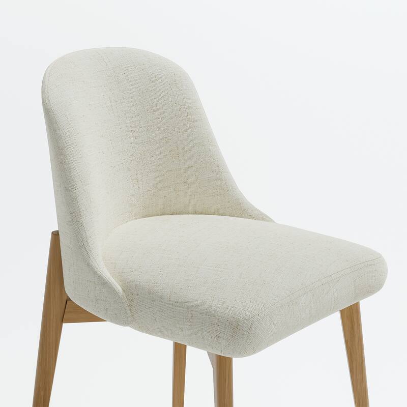 2Pcs Dining Chairs Modern Fabric Upholstered Kitchen Side Chairs with Natural Wood Legs Comfy Armless Side Chair