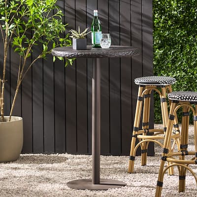 Outdoor 26" Round PE Rattan Bar table, Multibrown