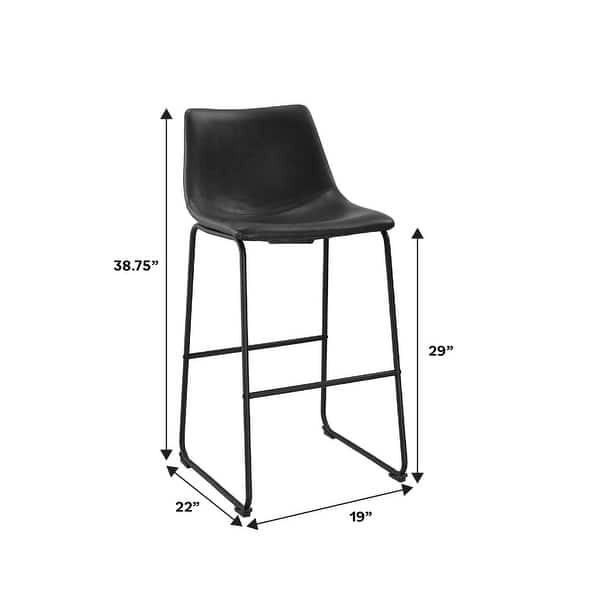 dimension image slide 2 of 6, Walker Edison Prusiner 30-inch Faux Leather Bar Stool (Set of 2)