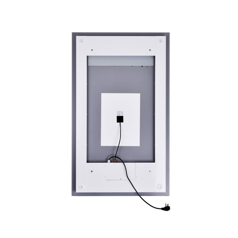 49" x 30" Abril Matte White Rectangle LED Wall Mirror