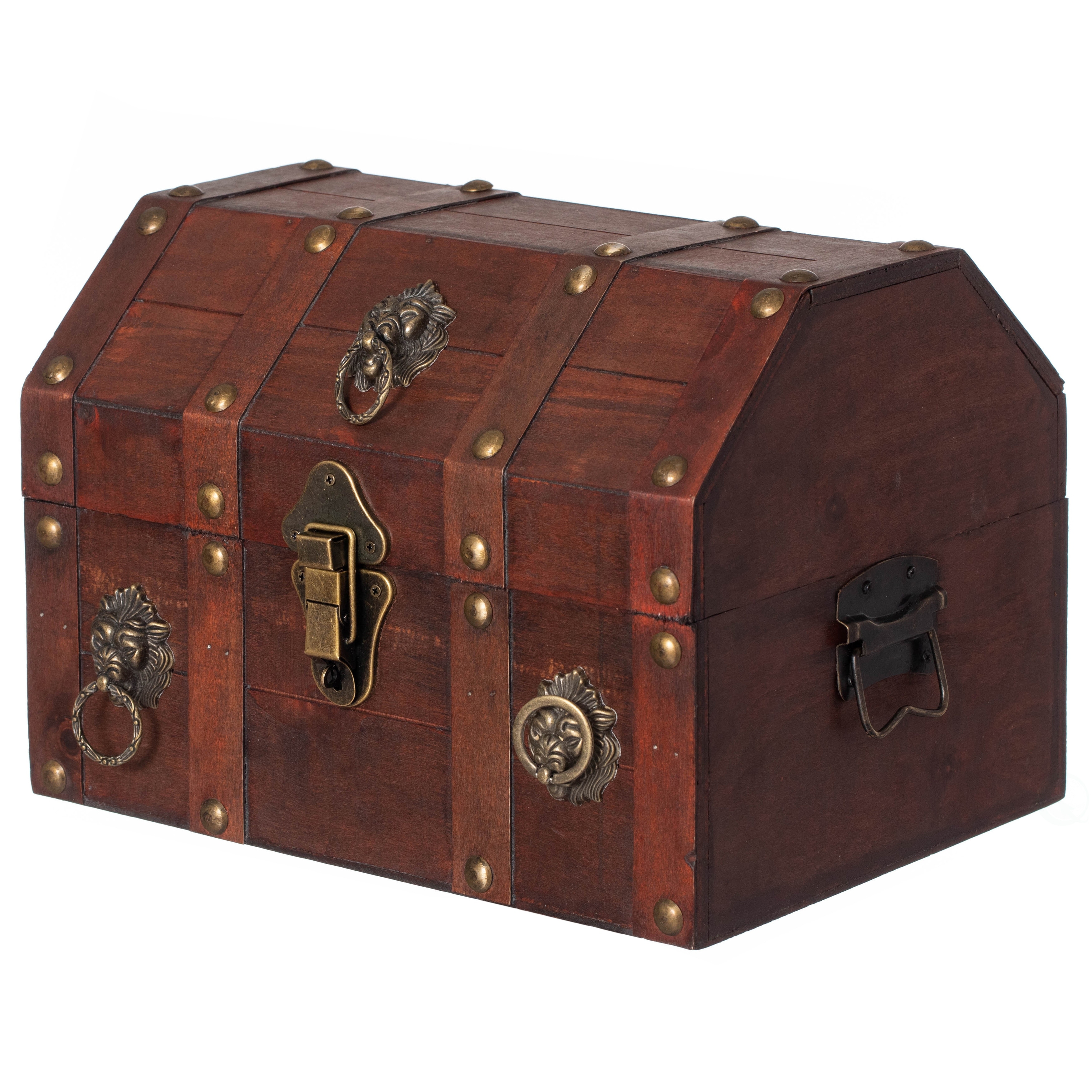Handmade Pirate Treasure Chest with Latch - Vintage Wooden Storage