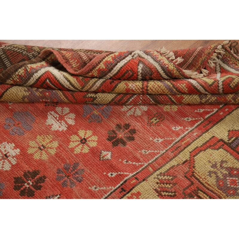 Pre-1900 Antique Vegetable Dye Oushak Turkish Wool Carpet - 4'1"x 5'5"