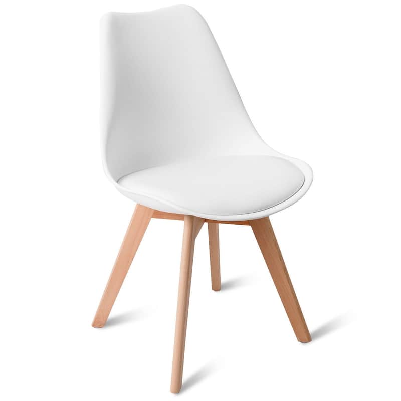 Modern Dining Chair Set of 4 with Soft Padded Seats and Solid Wood Legs for Home or Cafe - 19" x 20.5" x 33" ( W x D x H )