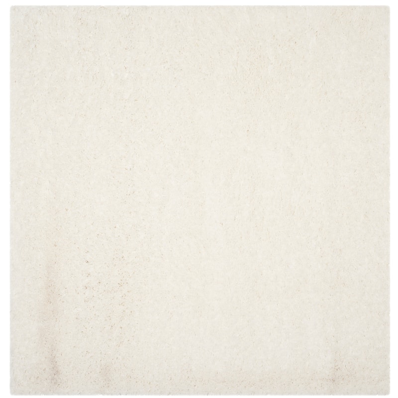 SAFAVIEH Polar Shag Alabama Glam Solid 3-inch Extra Thick - 4' Square - White - Square/Runner