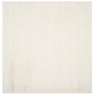 SAFAVIEH Polar Shag Bibi Glam Solid 3-inch Extra Thick Rug - White - 5'1" Square