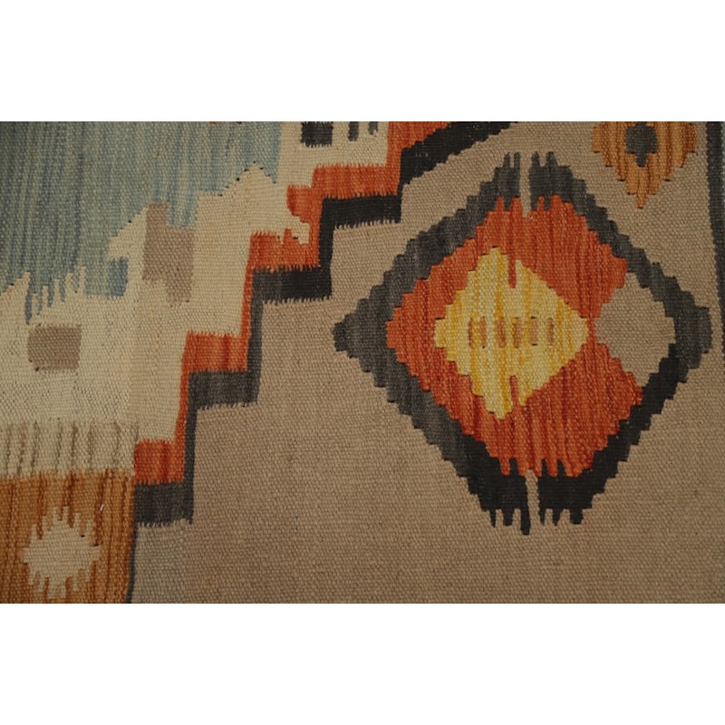 Hand Woven Oriental 100% Wool Carpet Southwestern Tribal Navy Blue & Blues Kilim Area Rug - 7' 4'' X 5' 0''