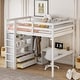 preview thumbnail 1 of 32, Full Pine Loft Bed with Wardrobe, Desk & Storage White