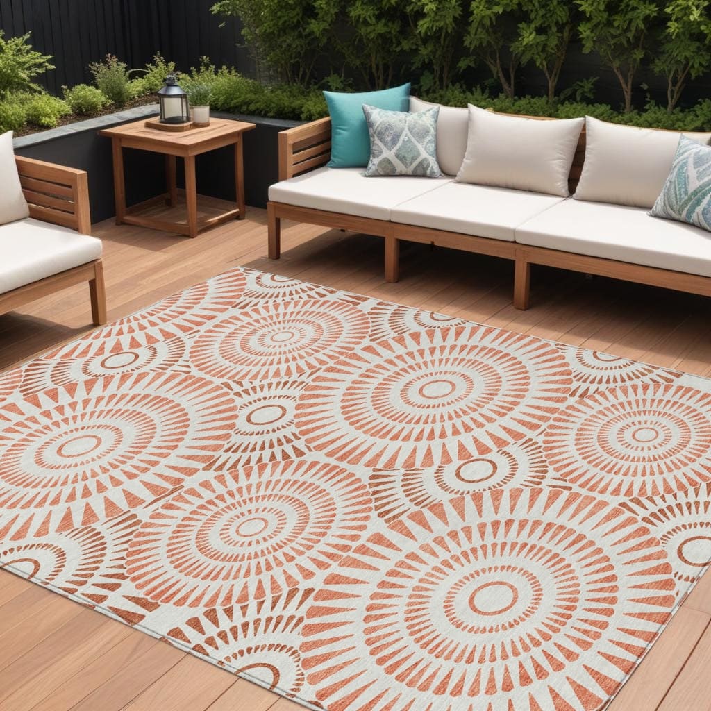 HomeRoots Geometric Transitional Rectangle Outdoor Rug