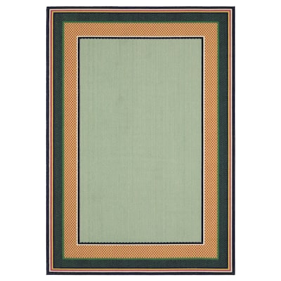 Harlowe Preppy Stripe Border Green/ Navy Area Rug