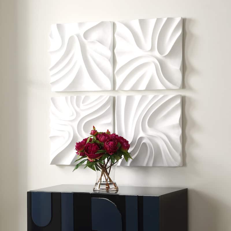 Uttermost 04368 Snowdrift 15" x 15" Sculptural Wall Panels - Set of 4