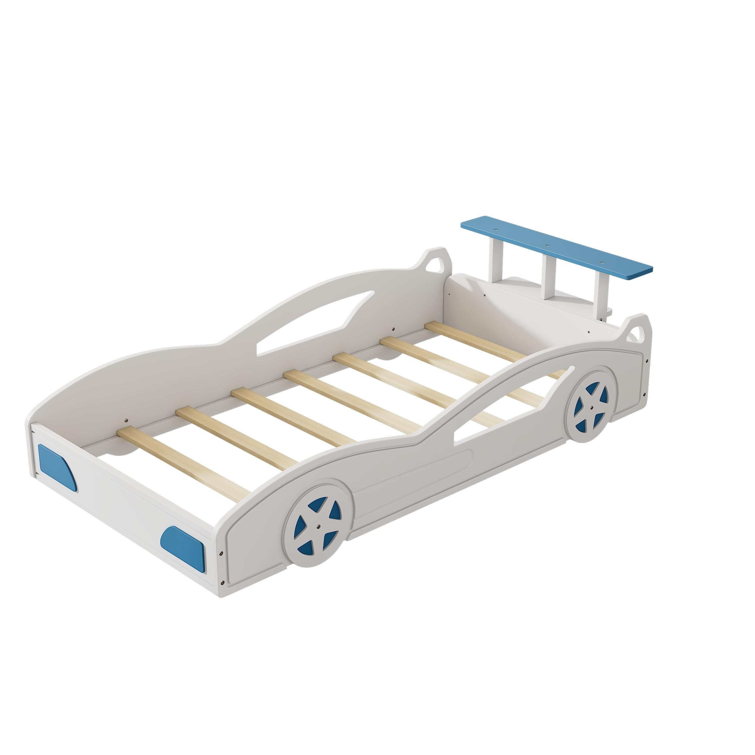 White Race Car Bed Car Shaped Platform Twin Bed w Wheels For Teens Bed Bath Beyond 39293591