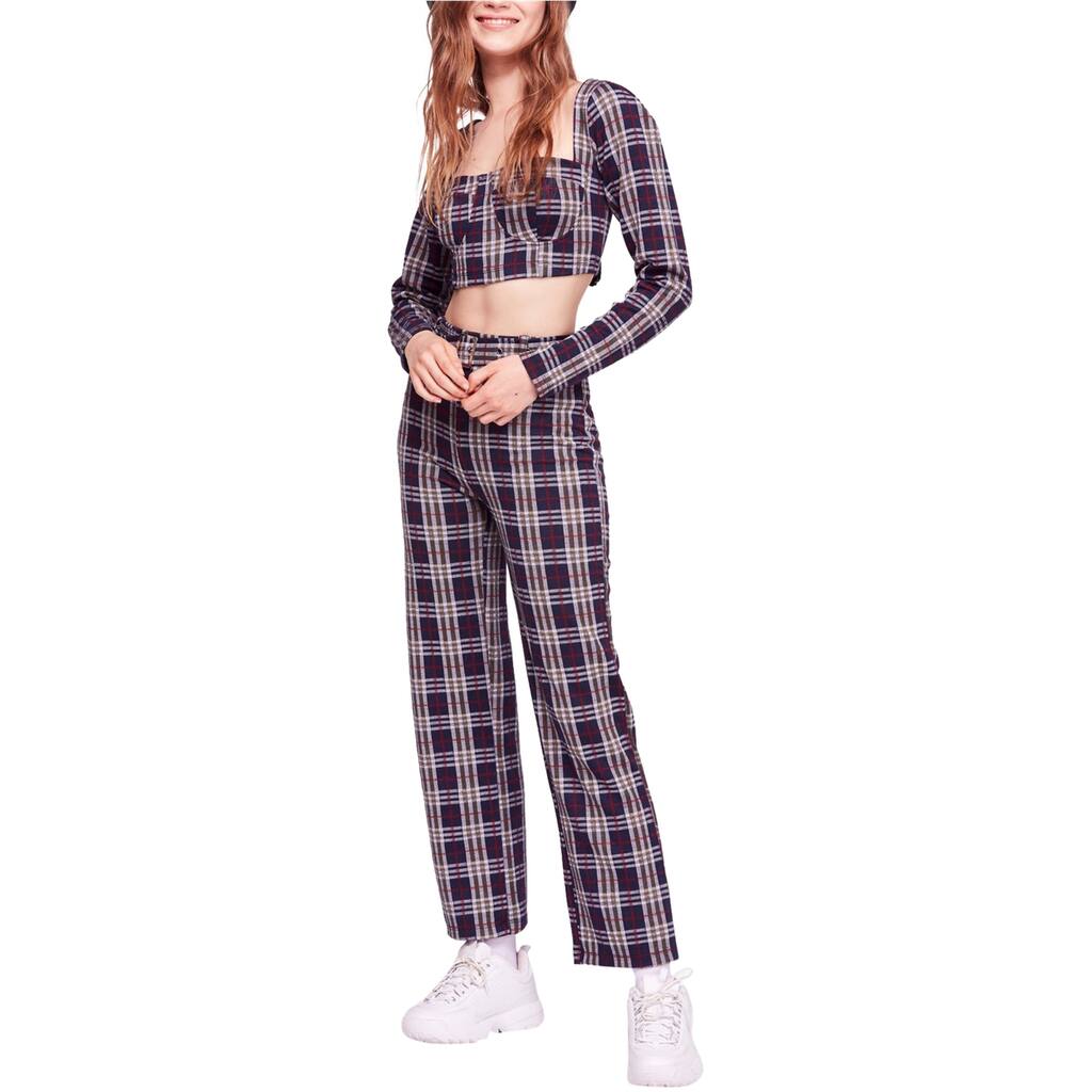 Free People Womens Plaid Pant Suit,, Multicoloured, 12