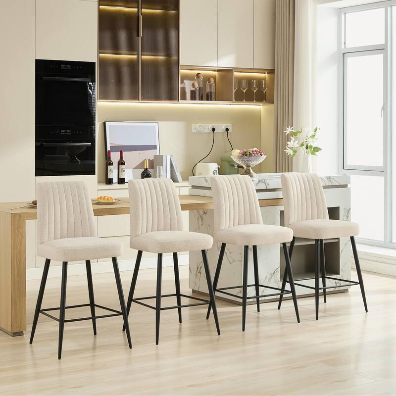 GDFStudio - Marston Contemporary Velvet Bar Chair Set for Kitchen and Restaurant Counters
