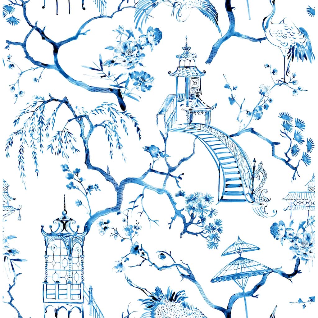 A-Street Prints Serena Blue Chinoiserie Wallpaper