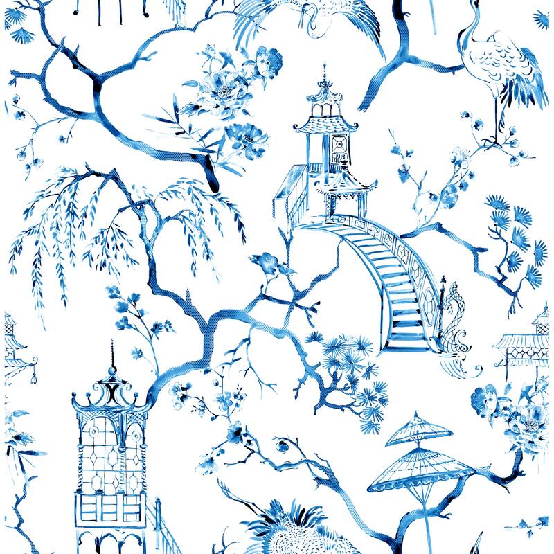 A-Street Prints Serena Blue Chinoiserie Wallpaper