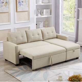 L-shaped Convertible Sectional Sofa Bed with Reversible Storage Chaise ...