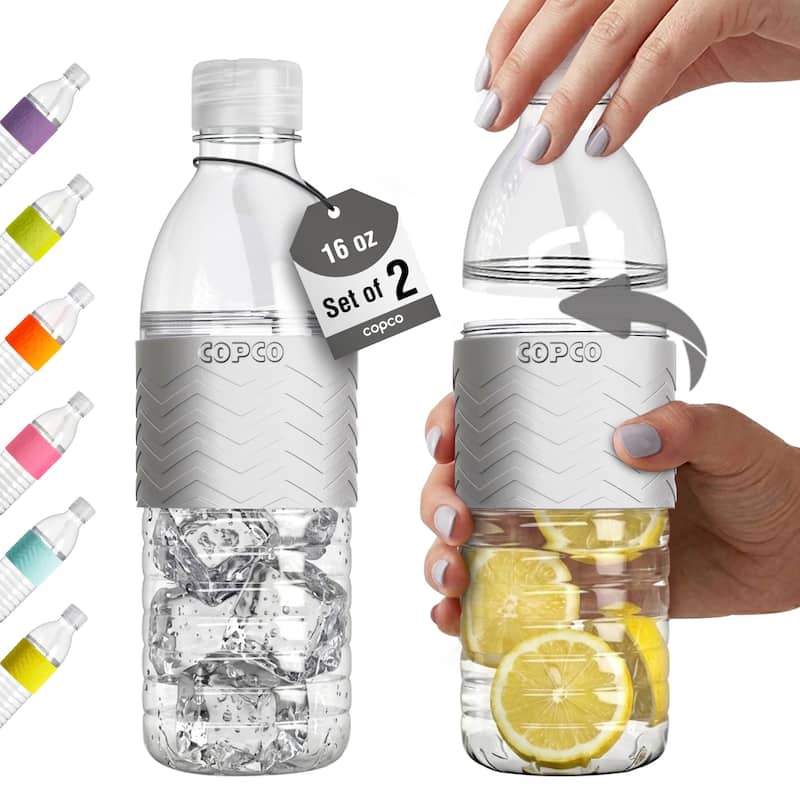 Copco Hydra BPA Free Tritan Water Bottle Set Leak Proof & Dishwasher Safe - Chevron Gray