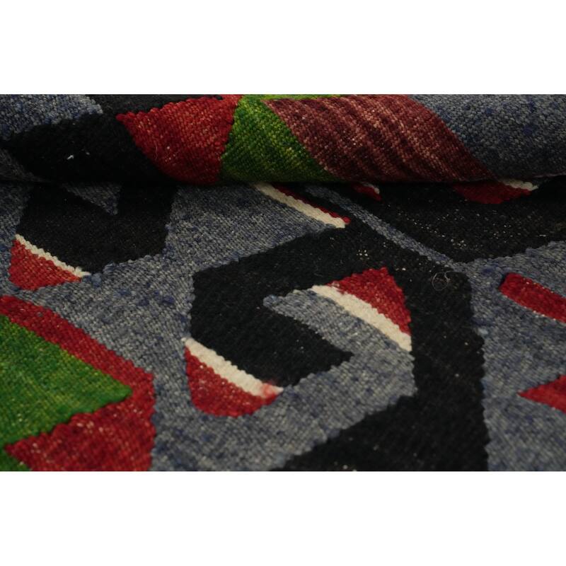 Hand Woven Oriental 100% Wool Carpet Southwestern Tribal Multi-Colored Kilim Area Rug - 10' 4'' X 5' 3''