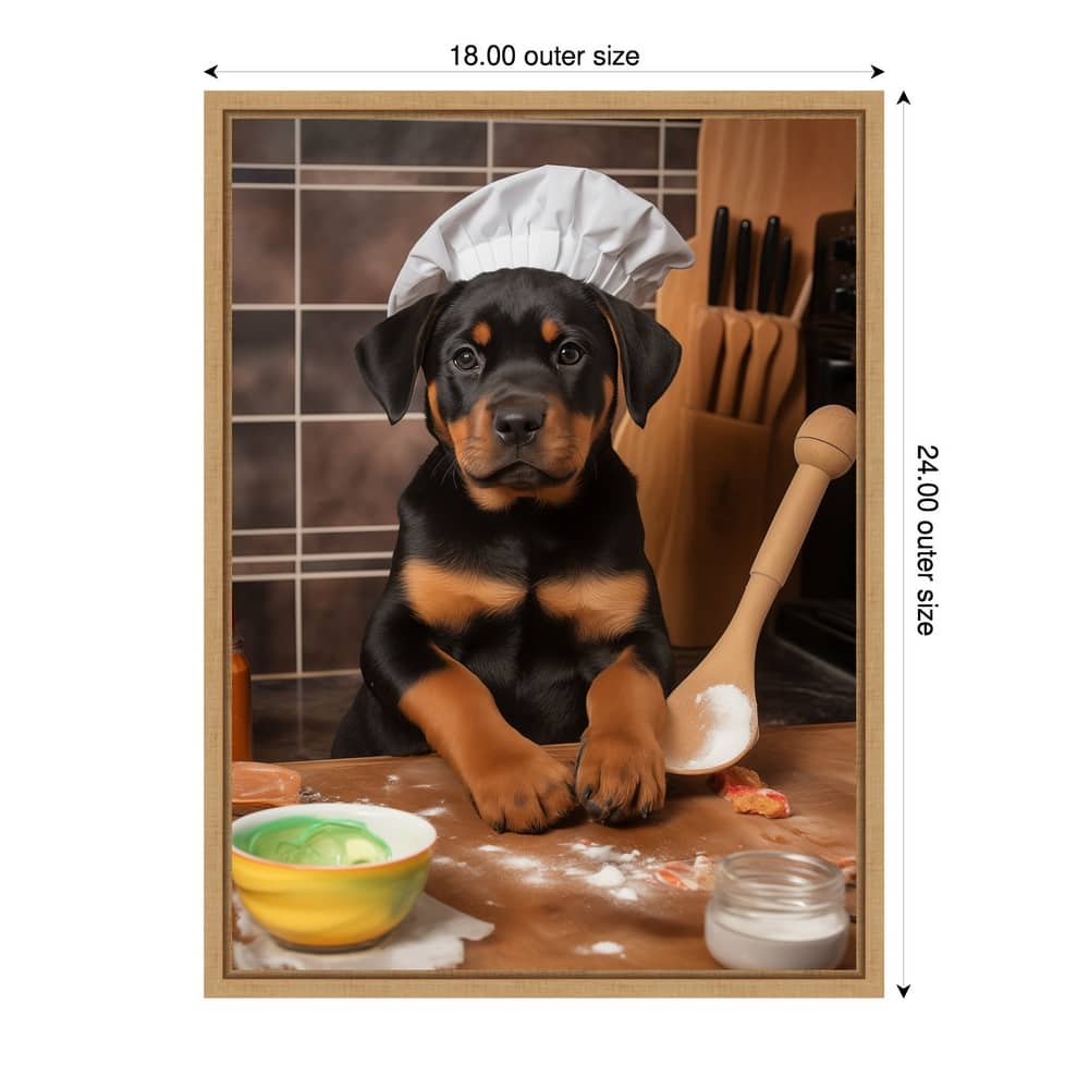 Rottweiler Puppy Chef by Andreas Magnusson Framed Canvas Wall Art