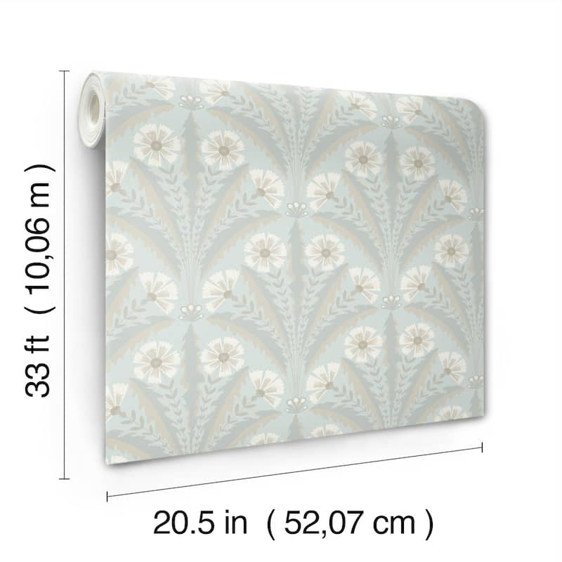 Chesapeake Tap Root Light Blue Floral Damask Wallpaper