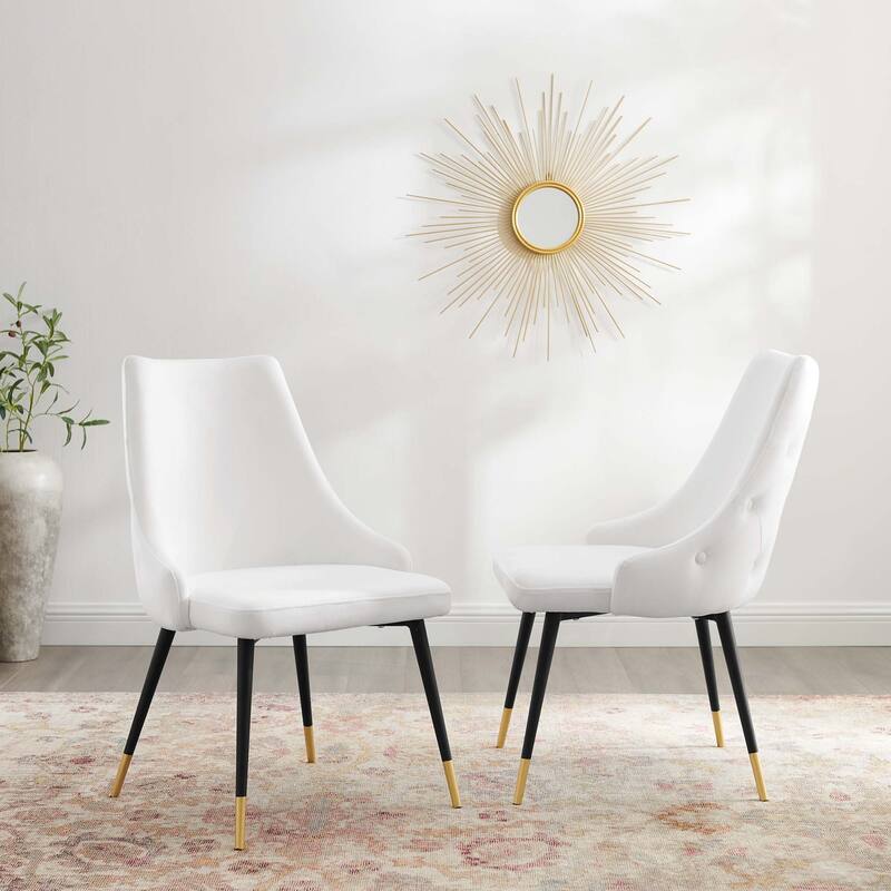 Modway Adorn Dining Side Chair Performance Velvet in Navy, Set of 2