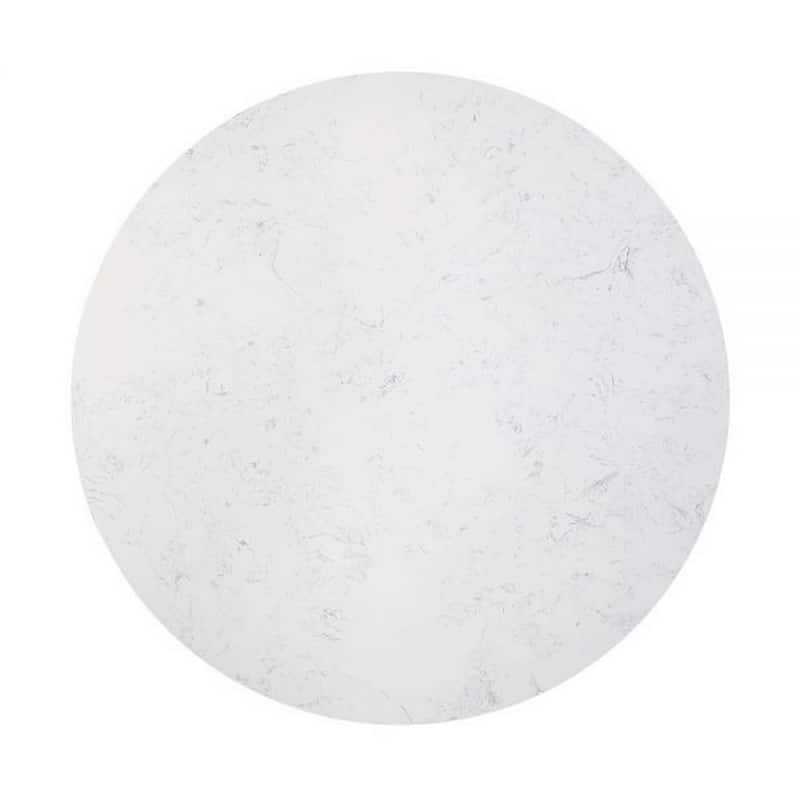 Jerry 54 Inch Dining Table, Round Faux Marble Top, Black Pedestal Base