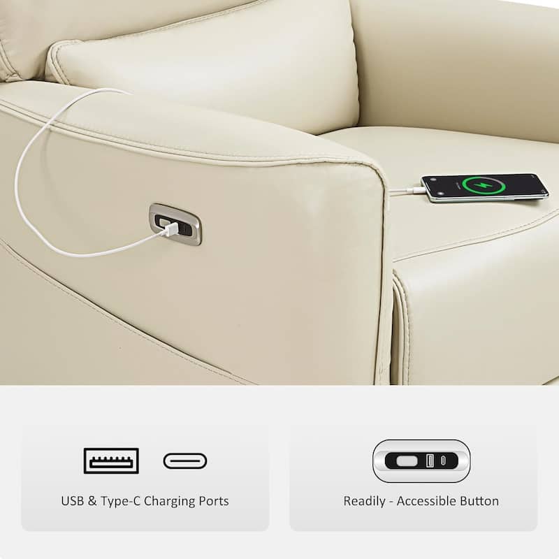MCombo Power Swivel Rocker Recliner with Lumbar Support, Faux Leather Electric Nursery Glider Recliner Chair