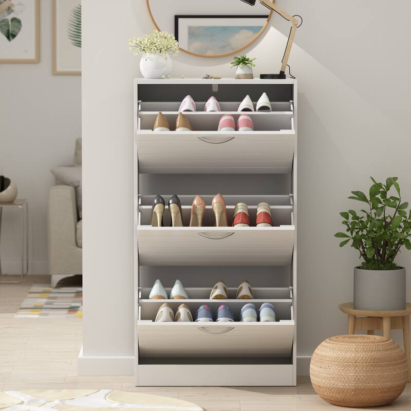 Shoe Cabinet with Flip Drawer for Entryway Rack Storage Organizer