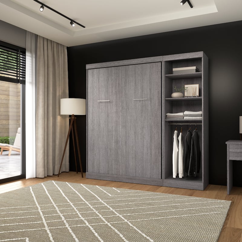 Nebula Full Murphy Bed with Closet Organizer (84W) by Bestar