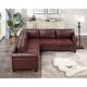 preview thumbnail 2 of 7, Mid-Century Sectional Corner Sofa L-shape Couch with Scroll Arms & Rivet Ornament for Large Space Dorm Apartment