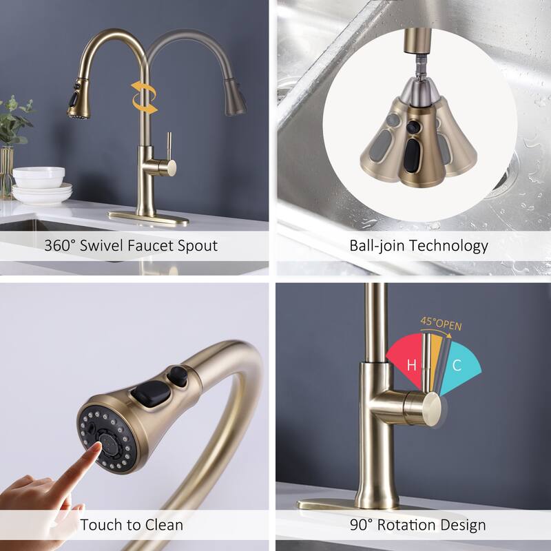 Touch Kitchen Faucet With Pull Down Sprayer Touch On Single Handle Pull Down Kitchen Sink Faucets One Hole Smart Taps