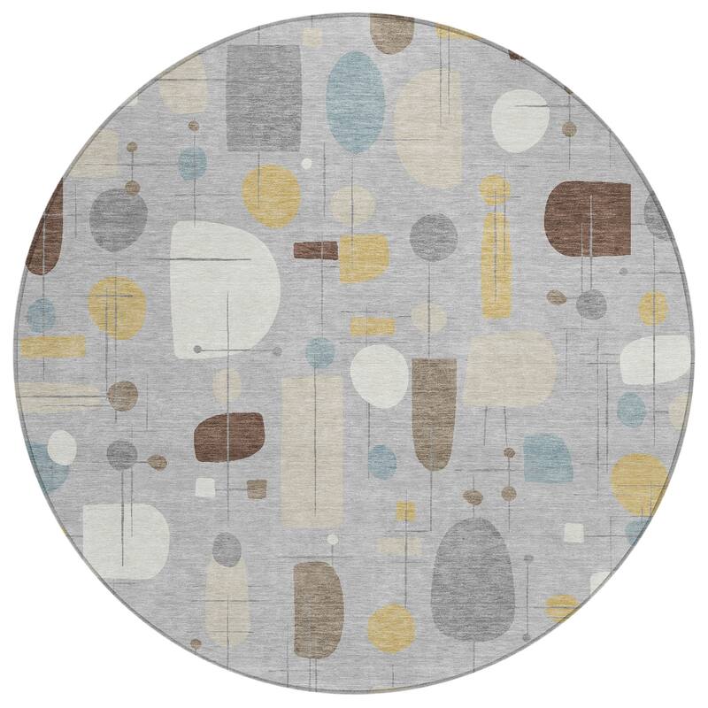 Machine Washable Indoor/ Outdoor Contemporary Fun Chantille Rug