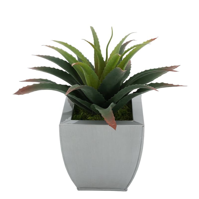 Faux Star Succulent in Tapered Zinc Planter
