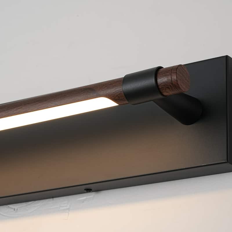 23.6" W Modern Rotatable Linear LED Dimmable Wall Sconce in Matte Black and Wood Grain Finish for Hallway or Bathroom